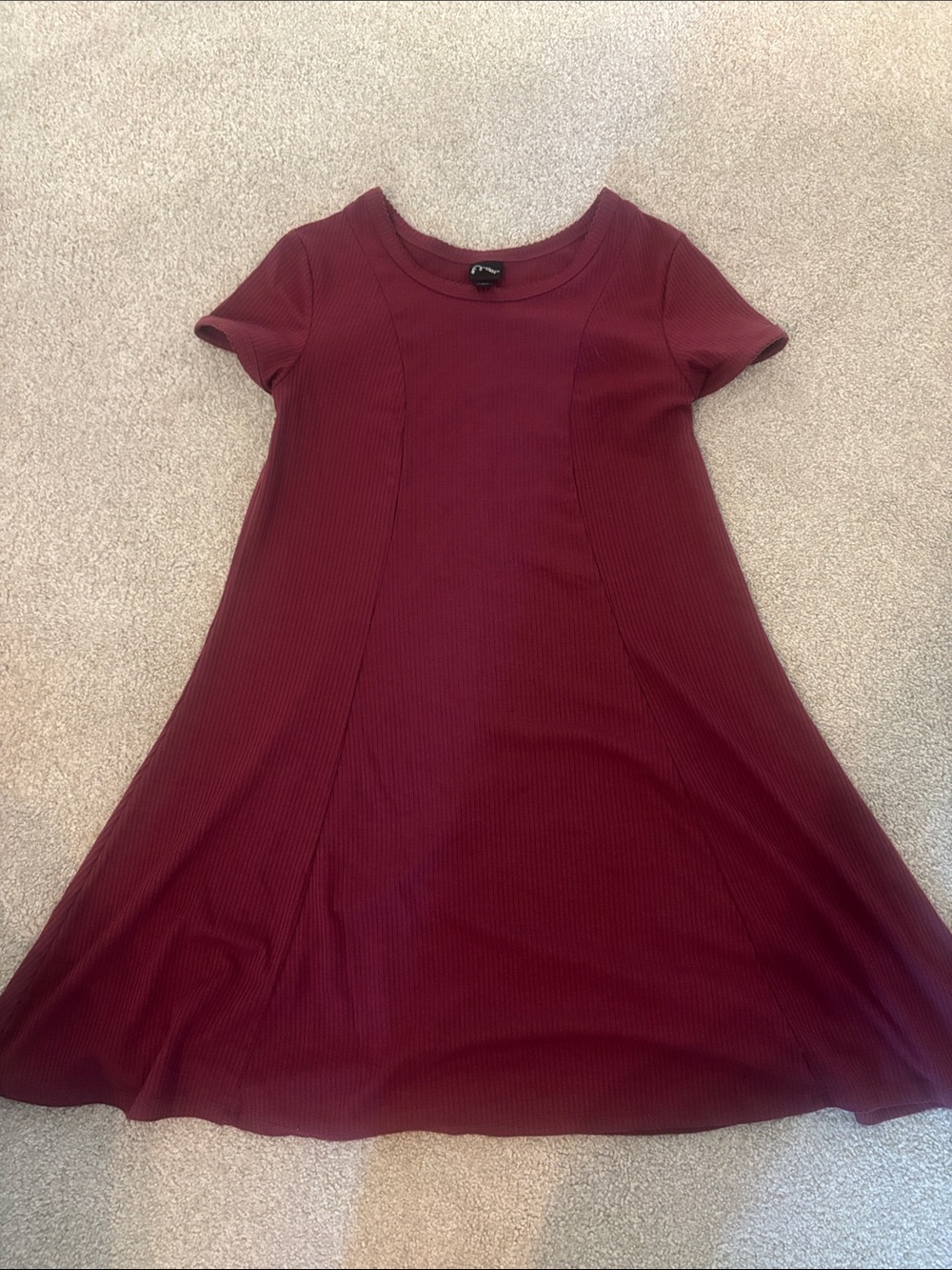Target Girls' Short Sleeve Ribbed Swing Dress - Burgundy